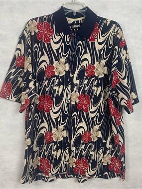 VTG 90's Ashworth Ez Tech Polo Shirt Men XL Geometric Floral Abstract Golf